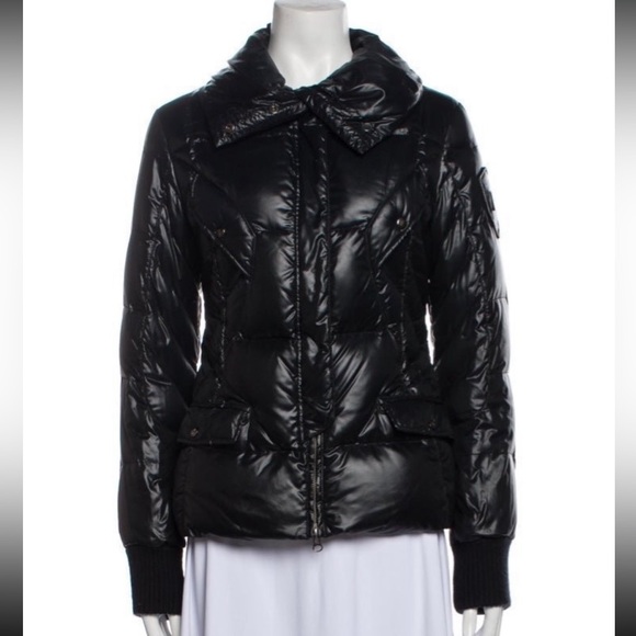 Black ADD down jacket with belt, flap pockets and zipper. Size 4 - Picture 1 of 6